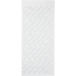 Stickers, konfirmation, vel 10x23 cm, wit, 1 vel [HOB-170274]