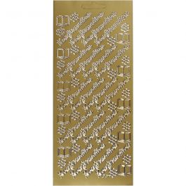 Stickers, konfirmation, vel 10x23 cm, goud, 1 vel [HOB-170276]