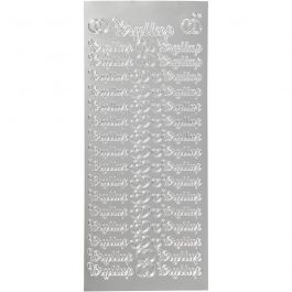 Stickers, bryllup, vel 10x23 cm, zilver, 1 vel [HOB-170279]