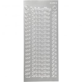 Stickers, sølvbryllup, vel 10x23 cm, zilver, 1 vel [HOB-170281]