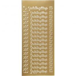 Stickers, guldbryllup, vel 10x23 cm, goud, 1 vel [HOB-170282]