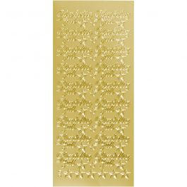 Stickers, Glædelig jul, vel 10x23 cm, goud, 1 vel [HOB-170283]