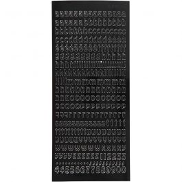 Stickers, kleine letters, klein, vel 10x23 cm, zwart, 1 vel [HOB-170290]