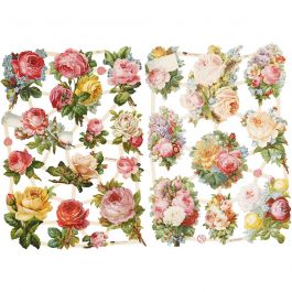 Vintage plaatjes, rozen, vel 16,5x23,5 cm, 2 vel/ 1 doos [HOB-19353]