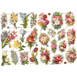 Vintage plaatjes, lentebloemen, vel 16,5x23,5 cm, 2 vel/ 1 doos [HOB-19354]