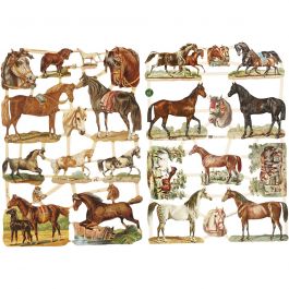 Vintage plaatjes, paarden, vel 16,5x23,5 cm, 2 vel/ 1 doos [HOB-19356]