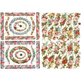 Vintage plaatjes, kleine bloemen, vel 16,5x23,5 cm, 2 vel/ 1 doos [HOB-19359]