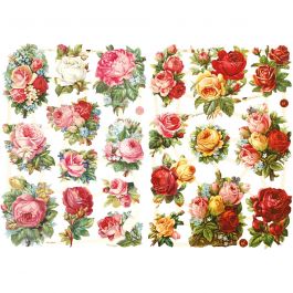 Vintage plaatjes, rozen, vel 16,5x23,5 cm, 2 vel/ 1 doos [HOB-19360]