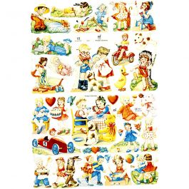 Vintage plaatjes, kinderen, vel 16,5x23,5 cm, 2 vel/ 1 doos [HOB-19362]