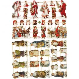 Vintage plaatjes, Kerstman, vel 16,5x23,5 cm, 2 vel/ 1 doos [HOB-19366]