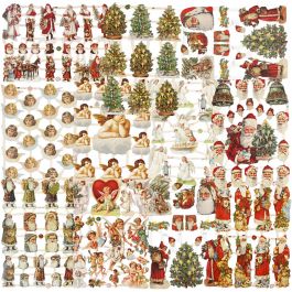 Vintage plaatjes, kerstmis, vel 16,5x23,5 cm, 30 vel/ 1 doos [HOB-19370]