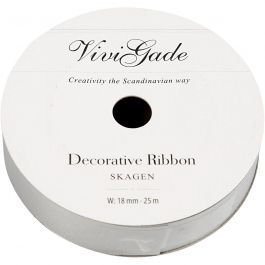Ruban cadeau, L : 18 mm, mate, argent, 25 m/ 1 rouleau [HOB-20021]