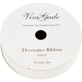 Ruban cadeau, L : 18 mm, mate, blanc, 25 m/ 1 rouleau [HOB-20023]