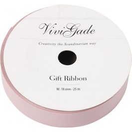 Ruban cadeau, L : 18 mm, mate, rose clair, 25 m/ 1 rouleau [HOB-20038]