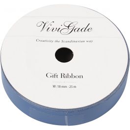 Ruban cadeau, L : 18 mm, mate, bleu, 25 m/ 1 rouleau [HOB-20039]