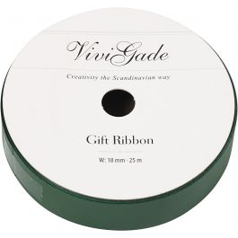Ruban cadeau, L : 18 mm, mate, vert, 25 m/ 1 rouleau [HOB-20048]