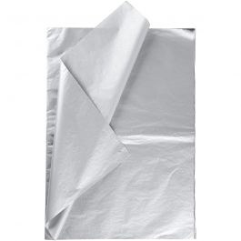 Papier de Soie, feuille 50x70cm, 17 gr, argent, 6 flles/ 1 Pq. [HOB-200892]