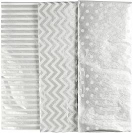 Papier de soie, feuille 50x70cm, 17 gr, argent, 6 flles/ 1 Pq. [HOB-200893]
