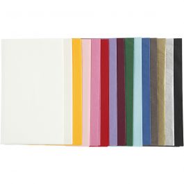 Papier de Soie, feuille 50x70 cm, 17 gr, ass. de couleurs, 15x2 flles/ 1 Pq. [HOB-20092]