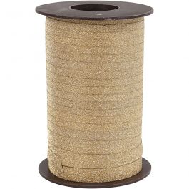 Cadeaulint, B: 10 mm, glitter, goud, 100 m/ 1 rol [HOB-20228]