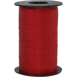 Cadeaulint, B: 10 mm, glitter, rood, 100 m/ 1 rol [HOB-202414]