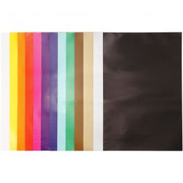 Papier Glacé, feuille 32x48 cm, 80 gr, ass. de couleurs, 100 flles/ 1 Pq. [HOB-20468]