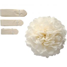 Pompons en papier, d 20+24+30cm, 16 gr, blanc cassé, 3 pièces/ 1 Pq. [HOB-20472]