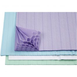 Papier nid d'abeille, feuille 28x17,8cm, bleu clair, vert, violet, blanc, 4x2 flles/ 1 Pq. [HOB-204940]