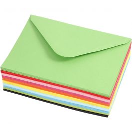 Gekleurde Enveloppen, afmeting envelop 11,5x16 cm, 80 gr, diverse kleuren, 10x10 stuk/ 1 doos [HOB-20620]