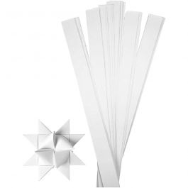 Bandes de papier étoiles, L: 73cm, L: 25 mm, d 11,5cm, blanc, 100 bandes/ 1 Pq. [HOB-20717]