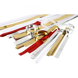 Vlechtstroken, L: 44+78 cm, d 4,5+6,5+11,5 cm, B: 10+15+25 mm, Inhoud kan variëren , goud, rood, zilver, wit, 5000 stroken/ 1 doos [HOB-20727]