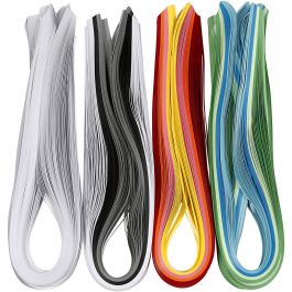 Bandes pour quilling, L: 78cm, L: 5 mm, 120 gr, ass. de couleurs, 12x100 pièces/ 1 Pq. [HOB-20799]