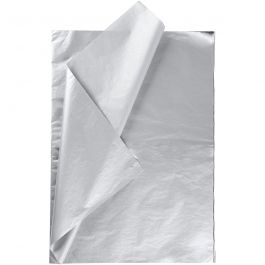 Tissuepapier, vel 50x70 cm, 14 gr, zilver, 25 vel/ 1 doos [HOB-20816]