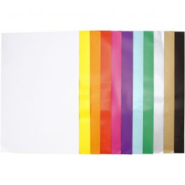 Papier Glacé, feuille 32x48 cm, 80 gr, ass. de couleurs, 11x25 flles/ 1 Pq. [HOB-20852]