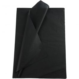 Tissuepapier, vel 50x70 cm, 17 gr, zwart, 25 vel/ 1 doos [HOB-20869]