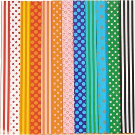 Papier Glacé, motifs, feuille 32x48 cm, 80 gr, ass. de couleurs, 100 flles ass./ 1 Pq. [HOB-20872]