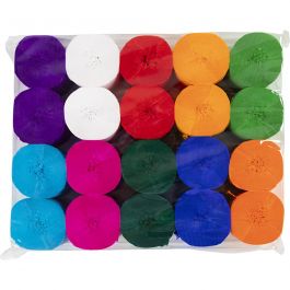 Rollen Crêpepapier, L: 20 M, B: 5 cm, 22 gr, diverse kleuren, 20 rol/ 1 doos [HOB-208921]
