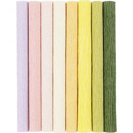 Crêpepapier, vel 25x60 cm, Crêpe-verhouding: 180%, 105 gr, pastelkleuren, 8 vel/ 1 doos [HOB-209001]