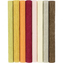 Crêpepapier, vel 25x60 cm, Crêpe-verhouding: 180%, 105 gr, pastelkleuren, 8 vel/ 1 doos [HOB-209002]