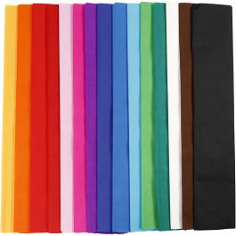 Papier Crépon, L : 2,5 M, L : 50 cm, 22 gr, ass. de couleurs, 15 pli/ 1 Pq. [HOB-209020]