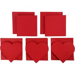 Kaarten & Enveloppen, rood, afmeting kaart 12,5x12,5 cm, afmeting envelop 13,5x13,5 cm, Inhoud kan variëren , 50 set/ 1 doos [HOB-21082]