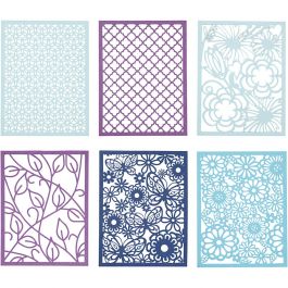 Bloc de papier cartonné avec des motifs façon dentelle, A6, feuille 104x146 mm, 200 gr, bleu, bleu clair, bleu foncé, violet, 24 pièces/ 1 Pq. [HOB-21607]
