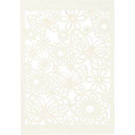 Papier cartonné motif dentelle, feuille 10,5x15 cm, 200 gr, blanc cassé, 10 pièces/ 1 Pq. [HOB-216911]