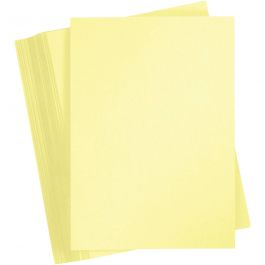 Gekleurd Karton, A4, vel 210x297 mm, 180 gr, lichtgeel, 100 vel/ 1 doos [HOB-21711]