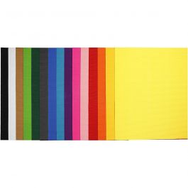 Carton ondulé, feuille 50x70 cm, 80 gr, ass. de couleurs, 15 flles/ 1 Pq. [HOB-21926]