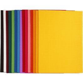 Carton ondulé, feuille 25x35 cm, 80 gr, 15 flles ass./ 1 Pq. [HOB-21927]