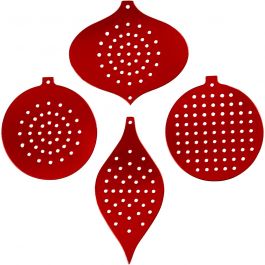 Papier cartonné pour point de croix, décoration de Noël, H : 8,5-12 cm, diamètre intérieur 3 mm, rouge métallique, 8 pièces/ 1 Pq. [HOB-219610]