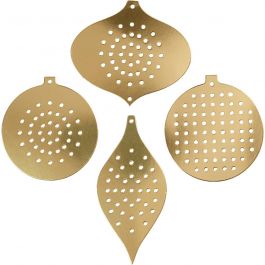 Papier cartonné pour point de croix, décoration de Noël, H : 8,5-12 cm, diamètre intérieur 3 mm, or métallique, 8 pièces/ 1 Pq. [HOB-219611]