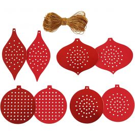 Papier cartonné pour point de croix, Décoration de Noël, H : 8,5-12 cm, diamètre intérieur 3 mm, 280 gr, rouge métallique, 32 pièces/ 1 Pq. [HOB-21961]