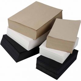 Papier Kraft, A3,A4, 100+135 gr, noir, gris, noble, blanc, 6000 flles ass./ 1 Pq. [HOB-22148]